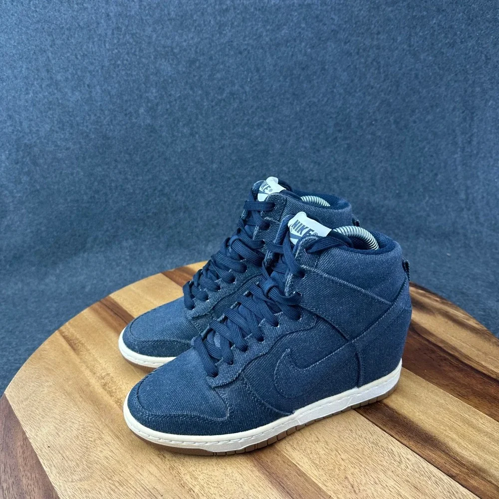 Nike Dunk Sky Hi Essential Hidden Wedge Navy Gum Women's Size 5.5 644877-400 - Picture 5 of 11